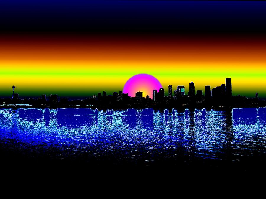 Seattle Dawning Digital Art by Tim Allen