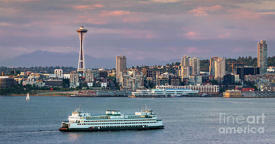 Seattle Ferry and Skyline Photograph by Jerry Fornarotto