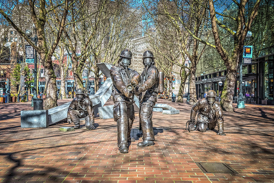 Seattle Fire Department Statue Photograph by Spencer McDonald