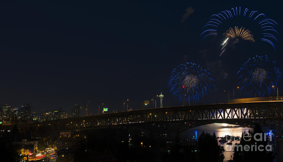 Independence Day Photograph - Seattle Fireworks by Michael Dawson