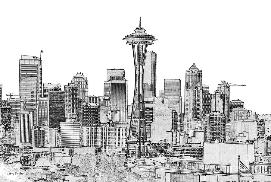 Seattle Inverted Black and White Photograph by Larry Keahey