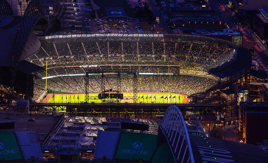 Seattle Mariners Safeco Field Night Game Photograph