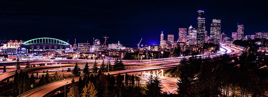Seattle Night Photograph by Judi Kubes