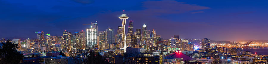 Seattle Night View Photograph by Ken Stanback