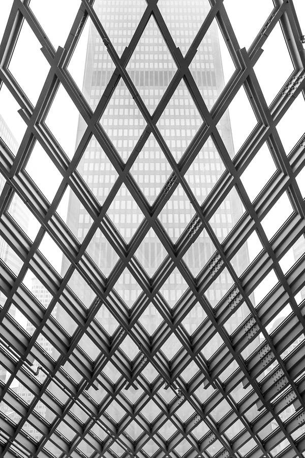 Black And White Photograph - Seattle Public Library by T Q