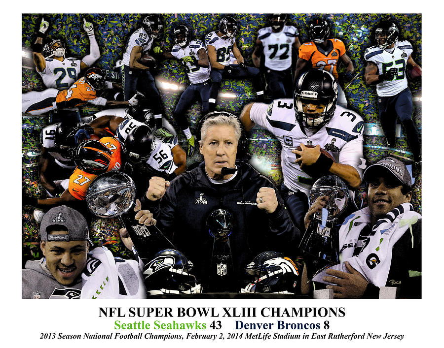 Seattle Seahawks White 2013 Nfl National Foot League Super Bowl Champions Painting by Rich Image