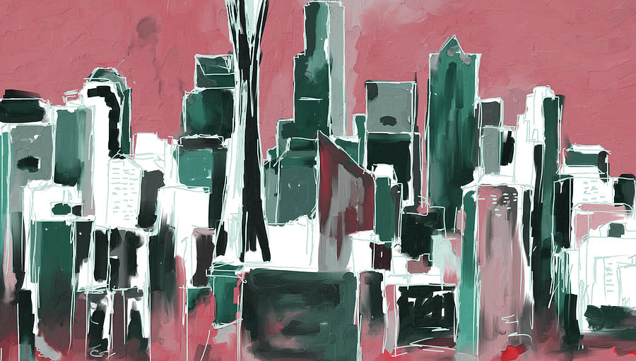 Chicago Painting - Seattle Skyline 565 4 by Mawra Tahreem