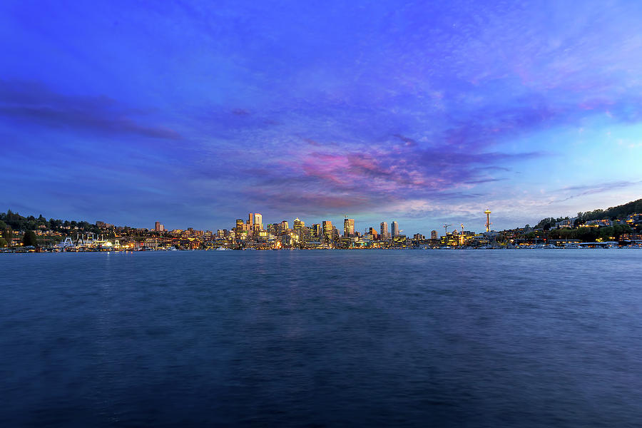 Seattle Photograph - Seattle Skyline along Union Lake by David Gn Seattle Photograph - Seattle Skyline along Union Lake by David Gn