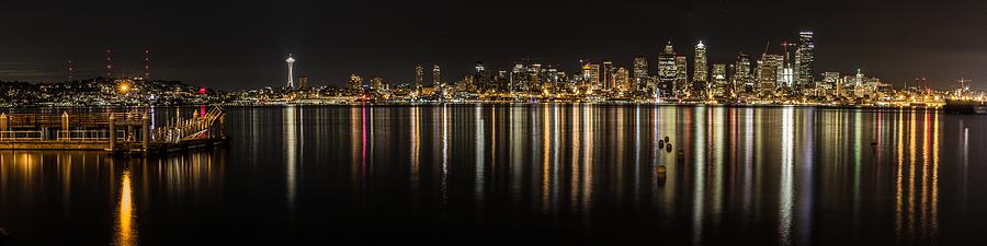 Seattle Skyline at night 2 Photograph by Mati Krimerman