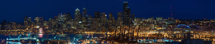 Seattle Skyline At Night From West Seattle Photograph