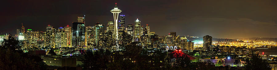 Seattle Skyline at Night Photograph by Josh Bryant