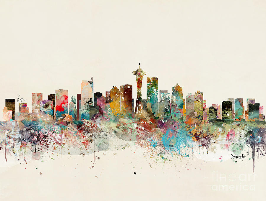 Seattle Skyline Painting by Bri Buckley