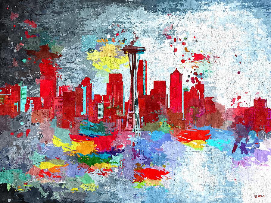 Seattle Mixed Media - Seattle Skyline by Daniel Janda