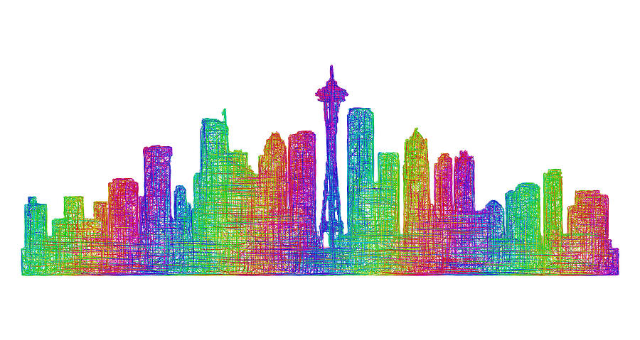 Seattle Digital Art - Seattle skyline by David Zydd