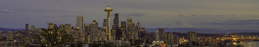 Seattle Skyline Golden Hour Photograph by Jonathan Davison