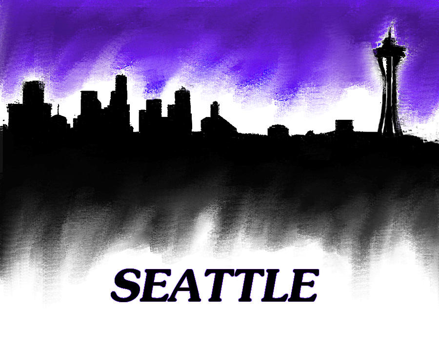 Seattle Skyline Night Painting by Enki Art | Fine Art America