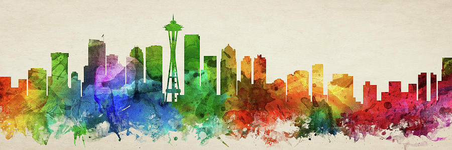 Seattle Skyline Panorama Uswase-pa03 Digital Art