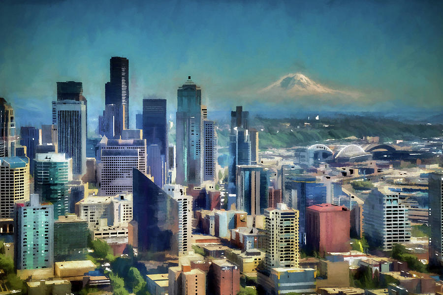Seattle Skyline Digital Art by Ronald Bolokofsky
