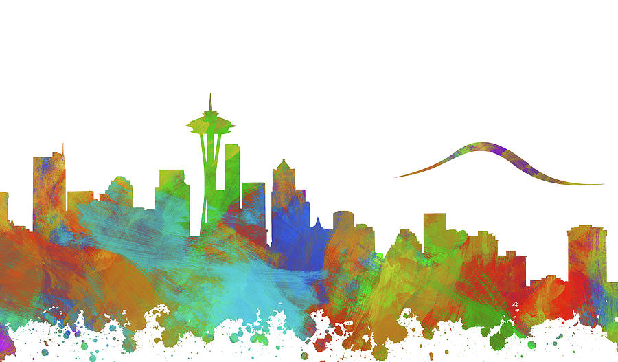 Seattle Skyline Silhouette IIi Digital Art