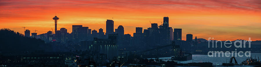 Seattle Skyline Skies On Fire Photograph by Mike Reid