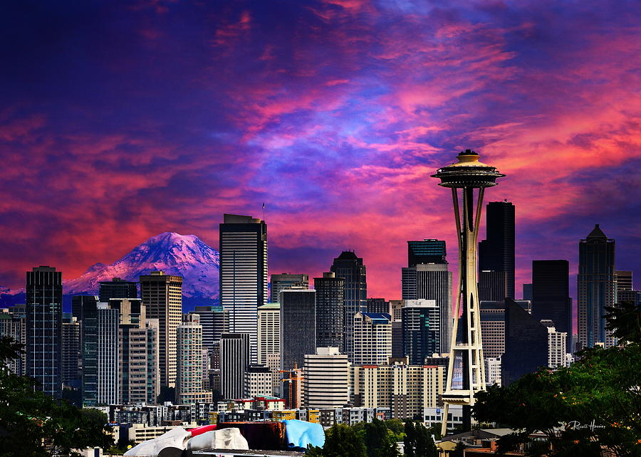 Seattle Skyline Sunset Photograph by Russ Harris - Fine Art America
