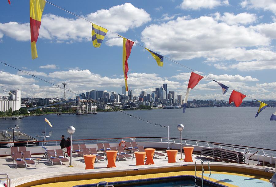 Seattle Skyline With Ship Deck Photograph by Phyllis Spoor