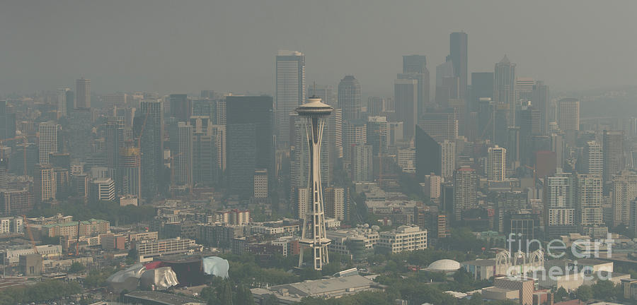 Seattle Skyline with Wildfires Smoke and Haze Photograph by David Oppenheimer