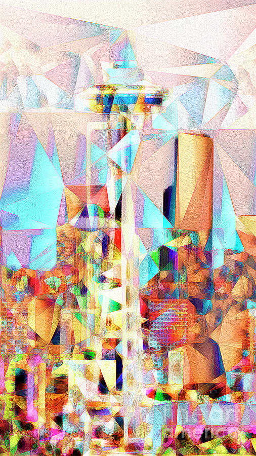 Seattle Space Needle in Abstract Cubism 20170327 Photograph by Wingsdomain Art and Photography