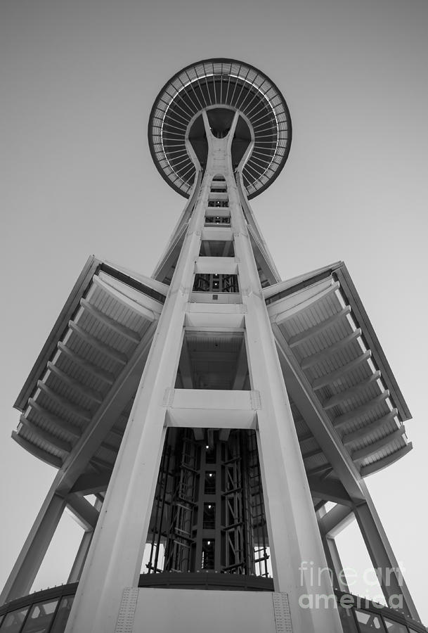 Black And White Photograph - Seattle Space Needle in Black and White by Patrick Fennell