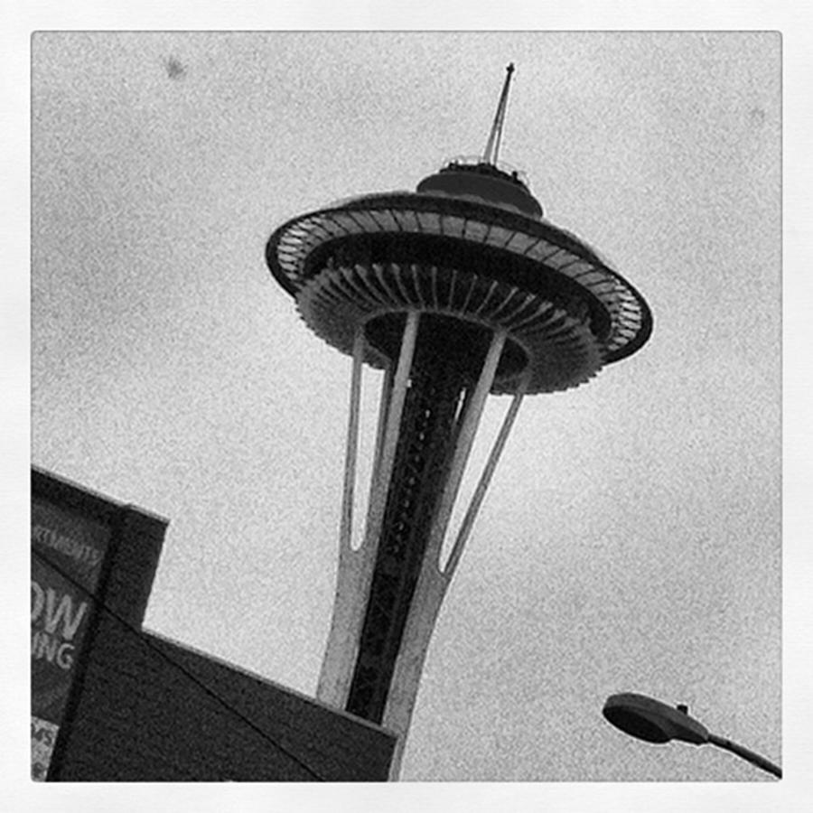 Seattle Photograph - #seattle #spaceneedle #blackandwhite by Alicia Boal