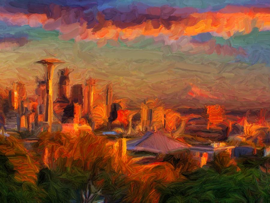 Seattle Sunset 1 Digital Art by Caito Junqueira