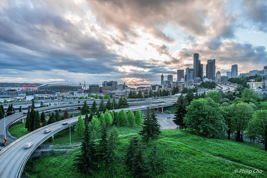Seattle sunset Photograph by Philip Cho