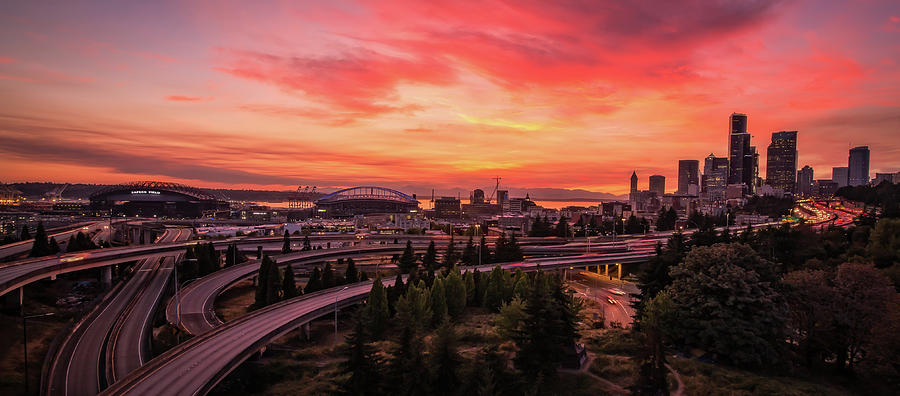 Seattle Sunset Photograph by Judi Kubes