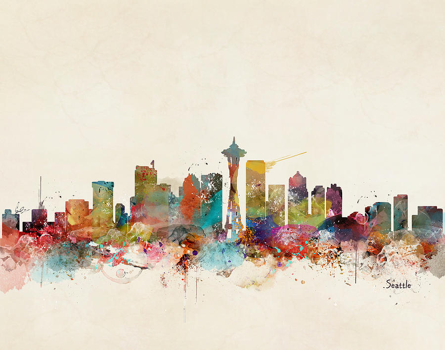 Seattle Washington Painting - Seattle Washington Skyline by Bri Buckley