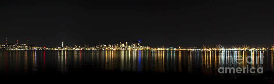 Seattle Washington Skyline from Alki Seacrest Park at 10mm Photograph by Patrick Fennell