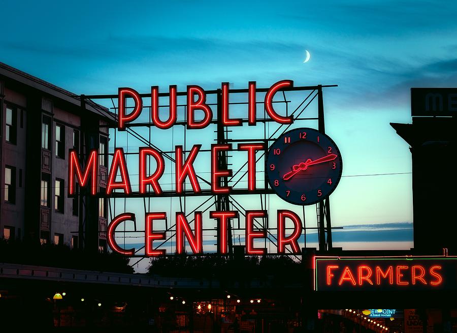 Seattles Public Market Center At Sunset Photograph by Mountain Dreams