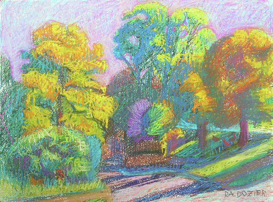 Seaver Street, Eau Claire with Rabbits Pastel by David Dozier