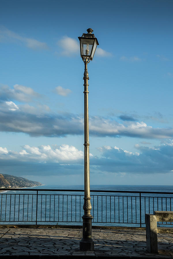 Seaview from San Lucido promenade, Italy Pyrography by Krasimir Kanchev