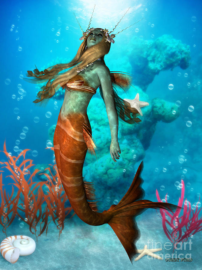 Seawater Mermaid Painting by Corey Ford