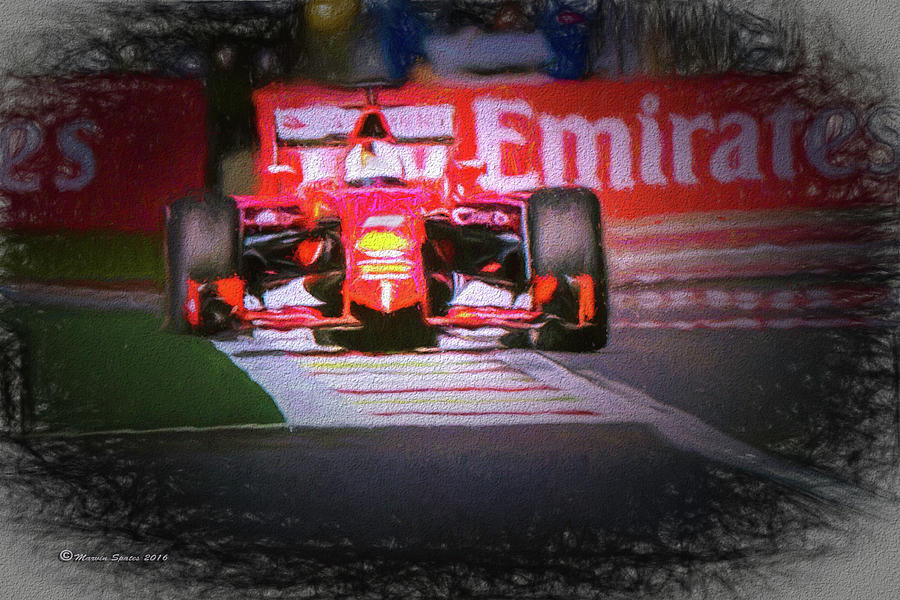 Sebastian Vettels Ferrari Mixed Media by Marvin Spates