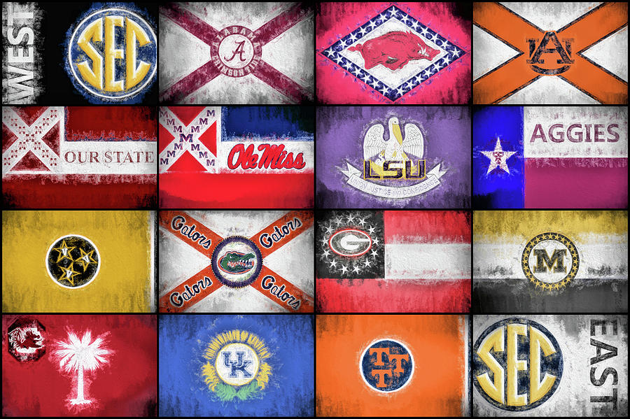 Auburn University Digital Art - SEC Flags by JC Findley