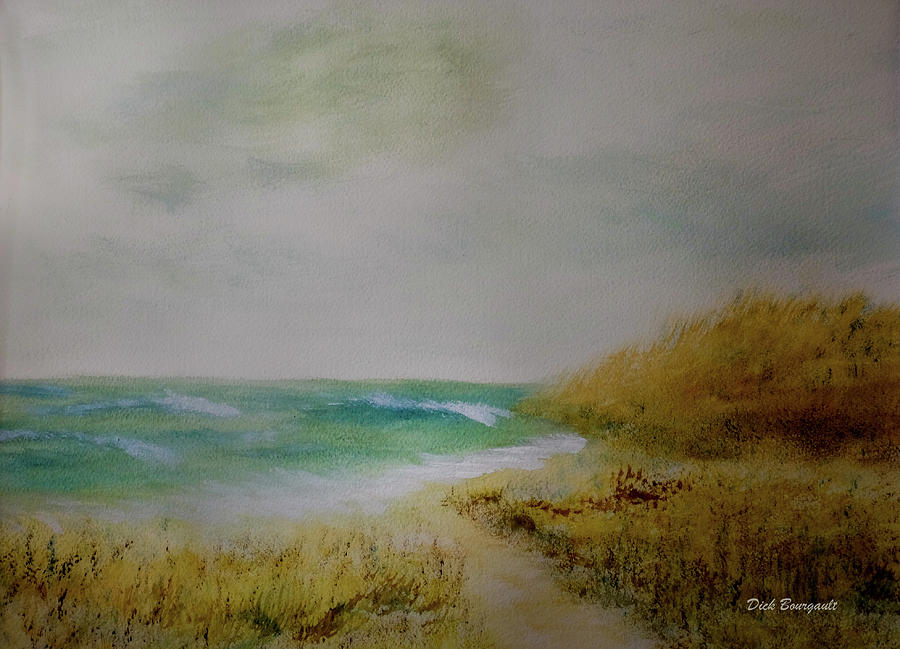 Secluded Beach Painting by Dick Bourgault
