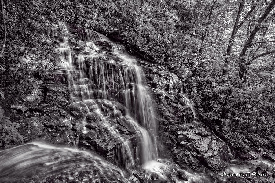 Secluded Falls - BW Photograph by Christopher Holmes