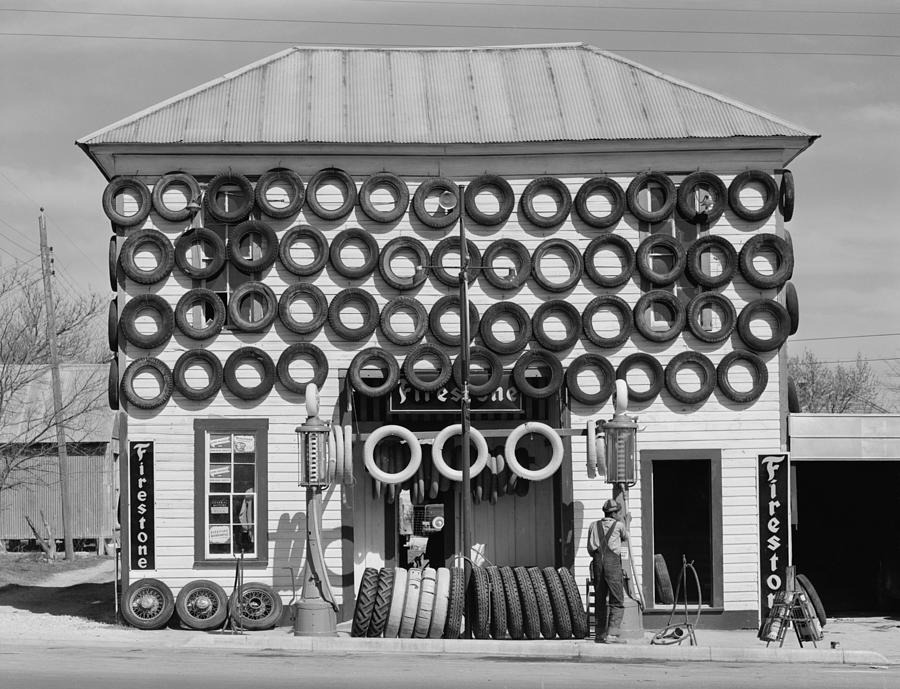 Transportation Photograph - Secondhand Tires Displayed For Sale by Everett