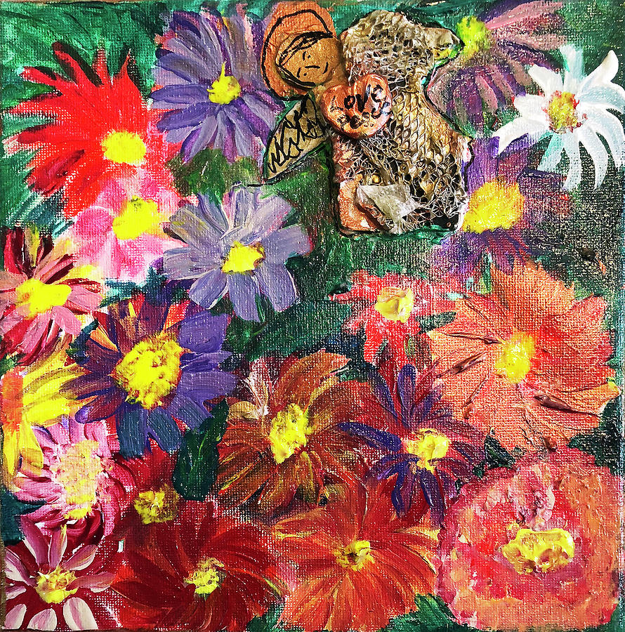 Secret Angel in the Flower Garden Mixed Media by Sundra Lee-Ingemanson Secret Angel in the Flower Garden Mixed Media by Sundra Lee-Ingemanson