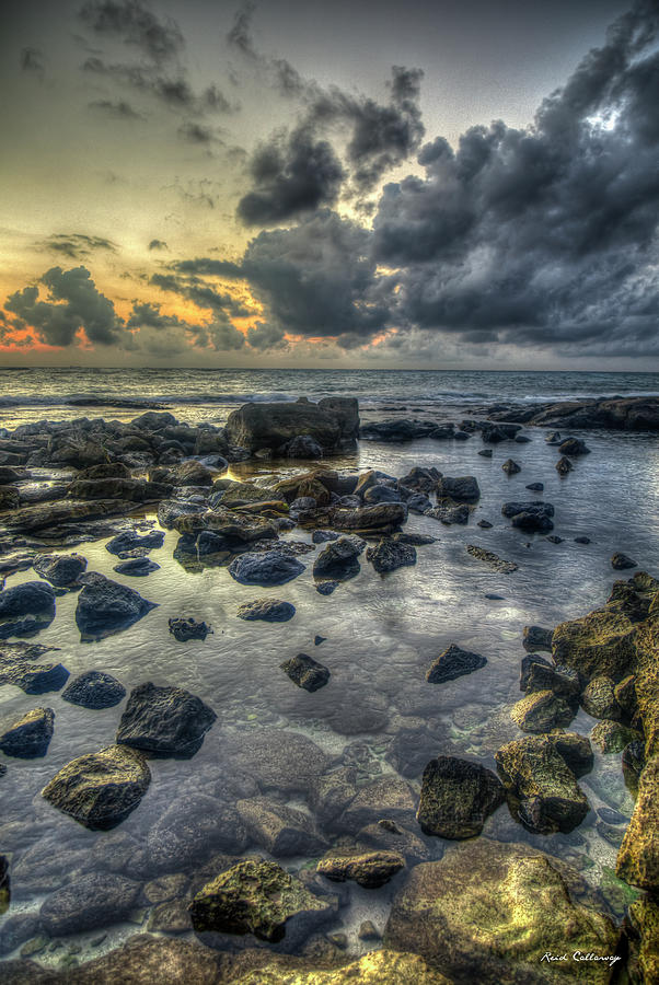 Oahu HI Secret Beach Sunset 2 Aulani Disney Resort and Spa Pacific Ocean Seascape Art Photograph by Reid Callaway