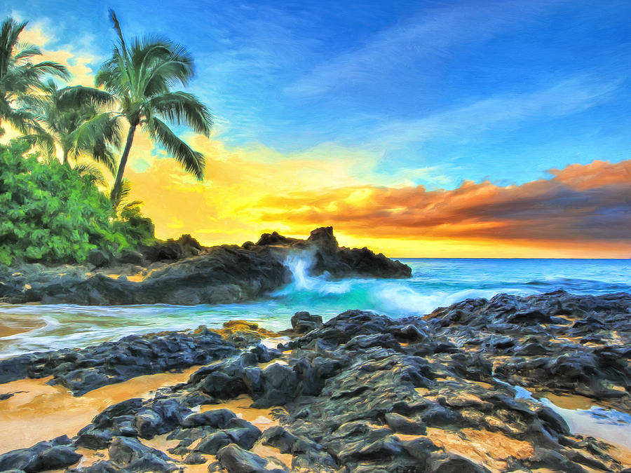 Secret Cove Sunrise Maui Painting by Dominic Piperata
