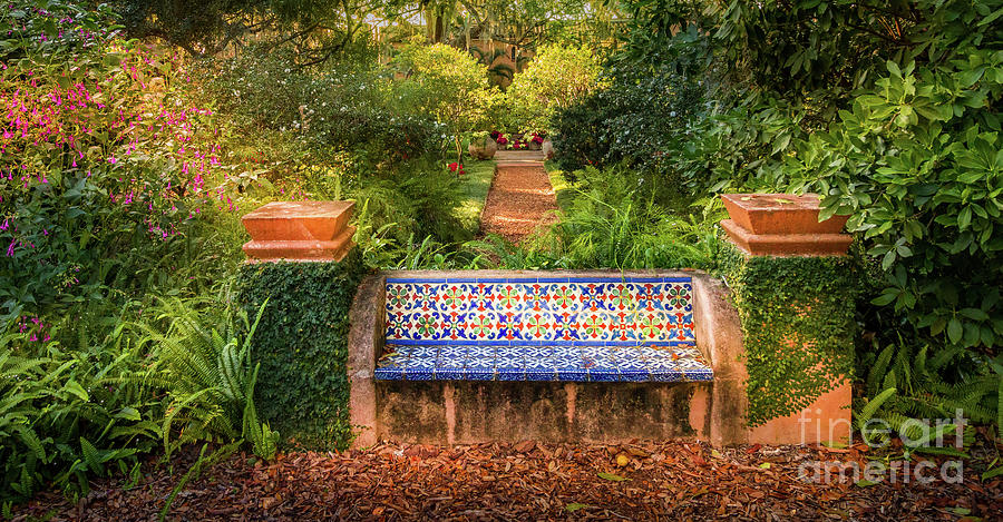 Secret Garden Bench at Pinewood Estate, Bok Tower 2 Photograph by Liesl Walsh