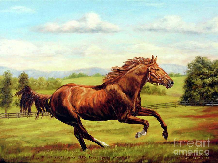 Horse Painting - Secretariat in Retirement by Tom Chapman