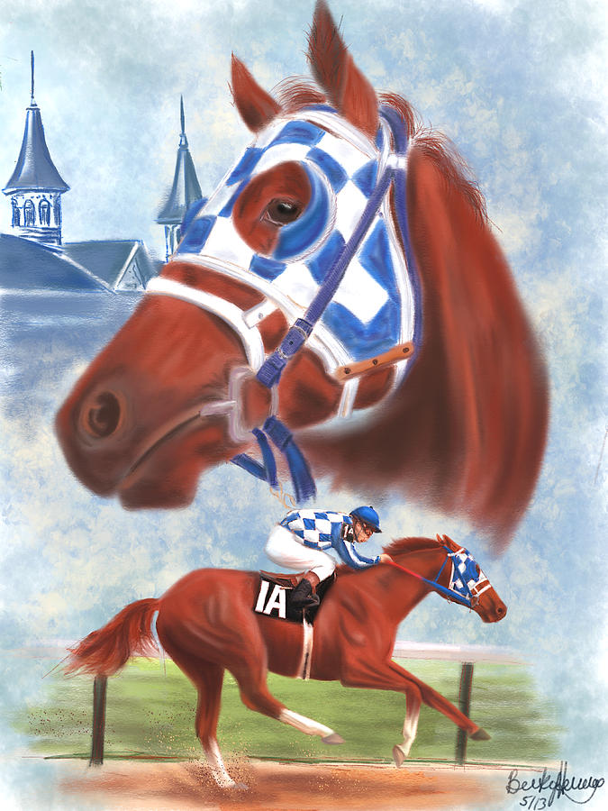 Secretariat Drawing - Secretariat Racehorse Portrait by Becky Herrera
